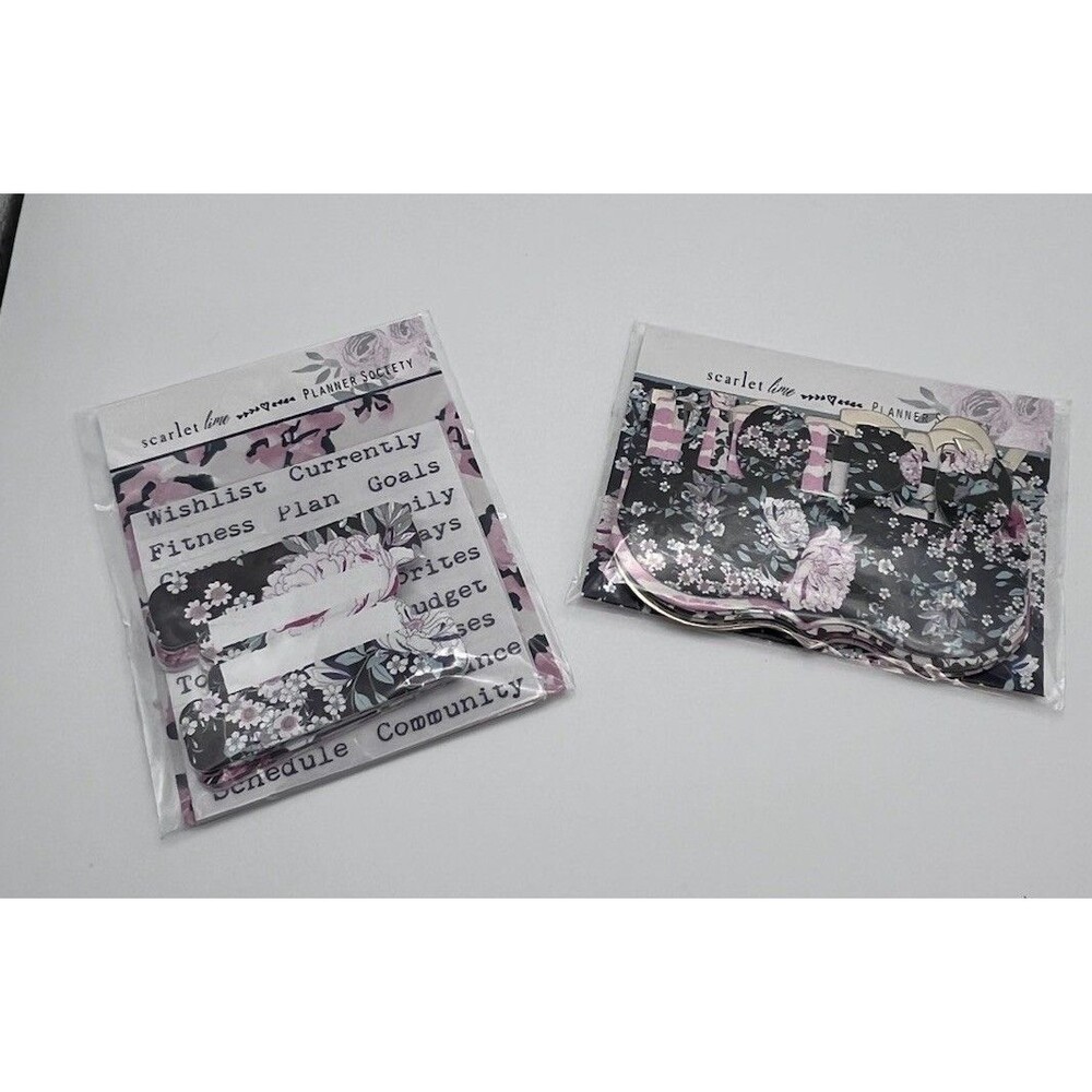 Scarlet Lime The Planner Society Purple Floral Sticky Notes Index Tabs Combo New
